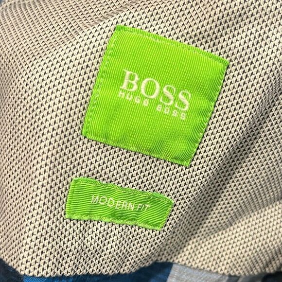 Hugo Boss Modern Fit Mens Button-Up Collare Plaid Shirt Cotton Multicolor Size L - Picture 2 of 7